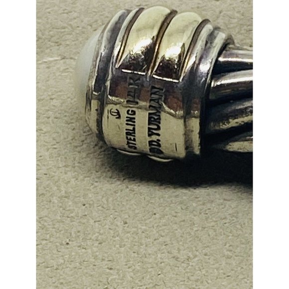 DAVID YURMAN STERLING SILVER 14K 10MM MABE PEARL HINGED CUFF BRACELET RARE 6.25” - Picture 7 of 11